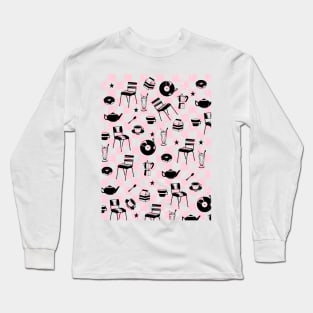 Checkered Diner Pattern Long Sleeve T-Shirt